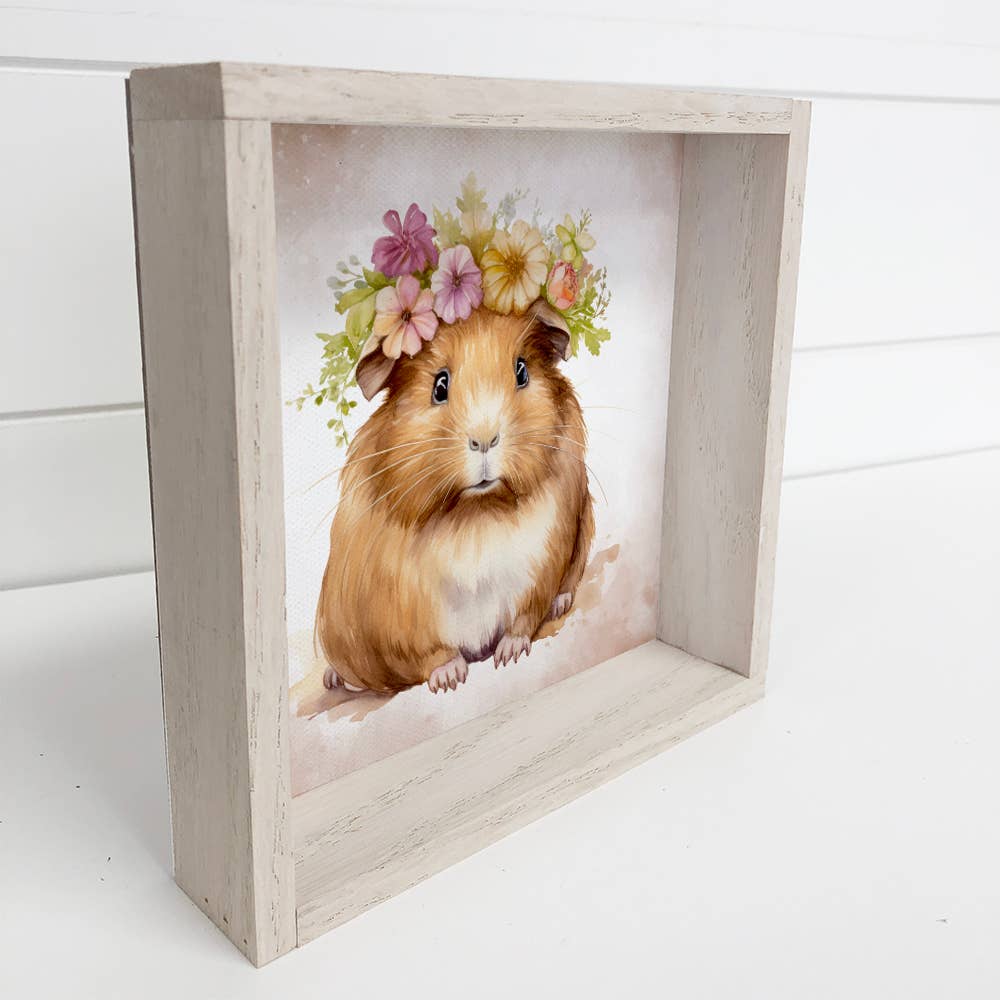 Springtime Flower Guinea Pig - Cute Guinea Pig Canvas Art