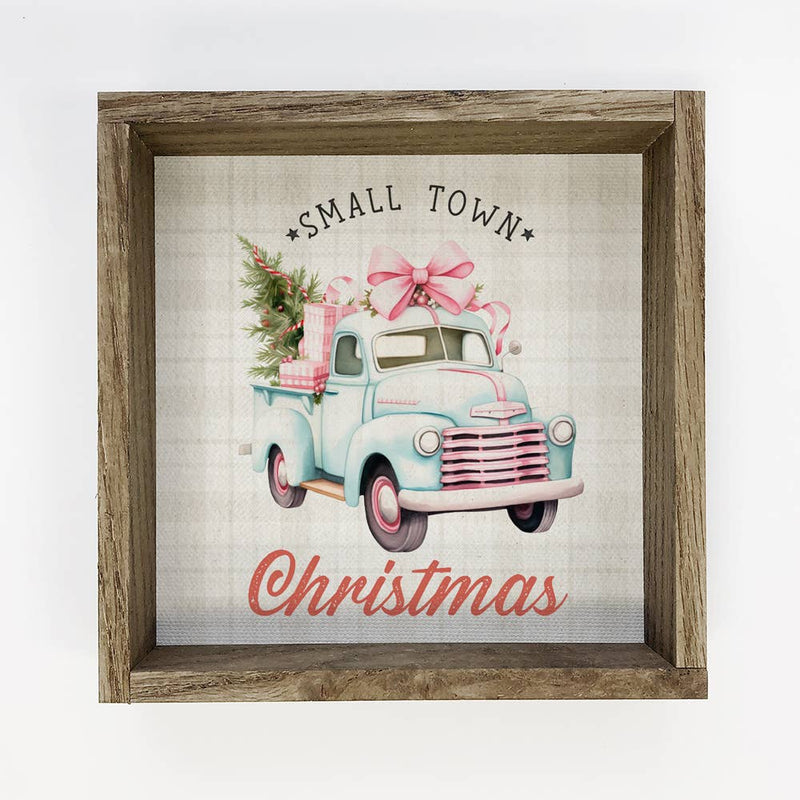 Vintage Small Town Christmas Truck - Cute Holiday Canvas Art