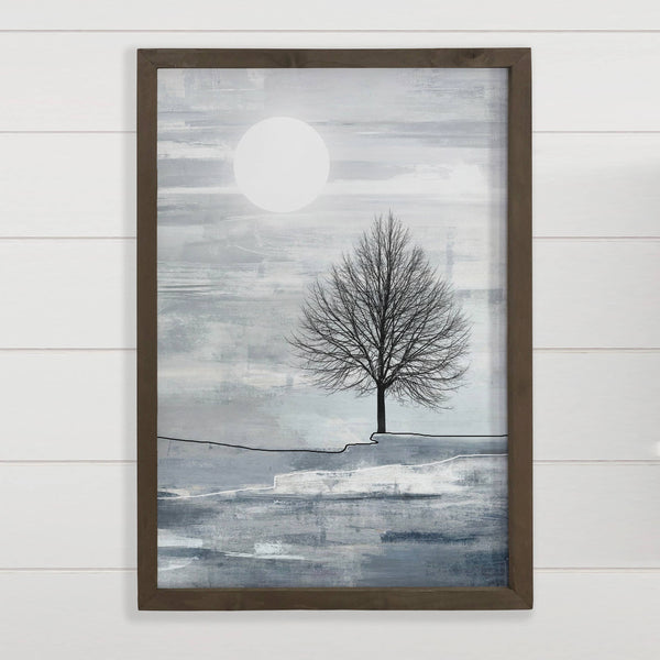 Rustic Lone Tree - Framed Nature Sketch - Farmhouse Wall Art