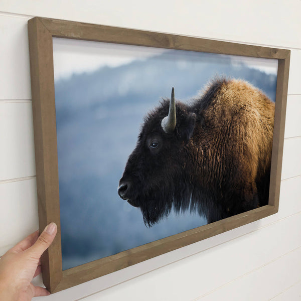 Bison Profile - Framed Nature Photograph - Cabin Wall Decor