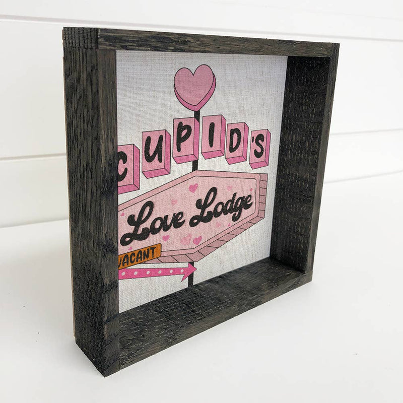 Cupids Love Lodge - Valentines Day Canvas Art - Wood Framed