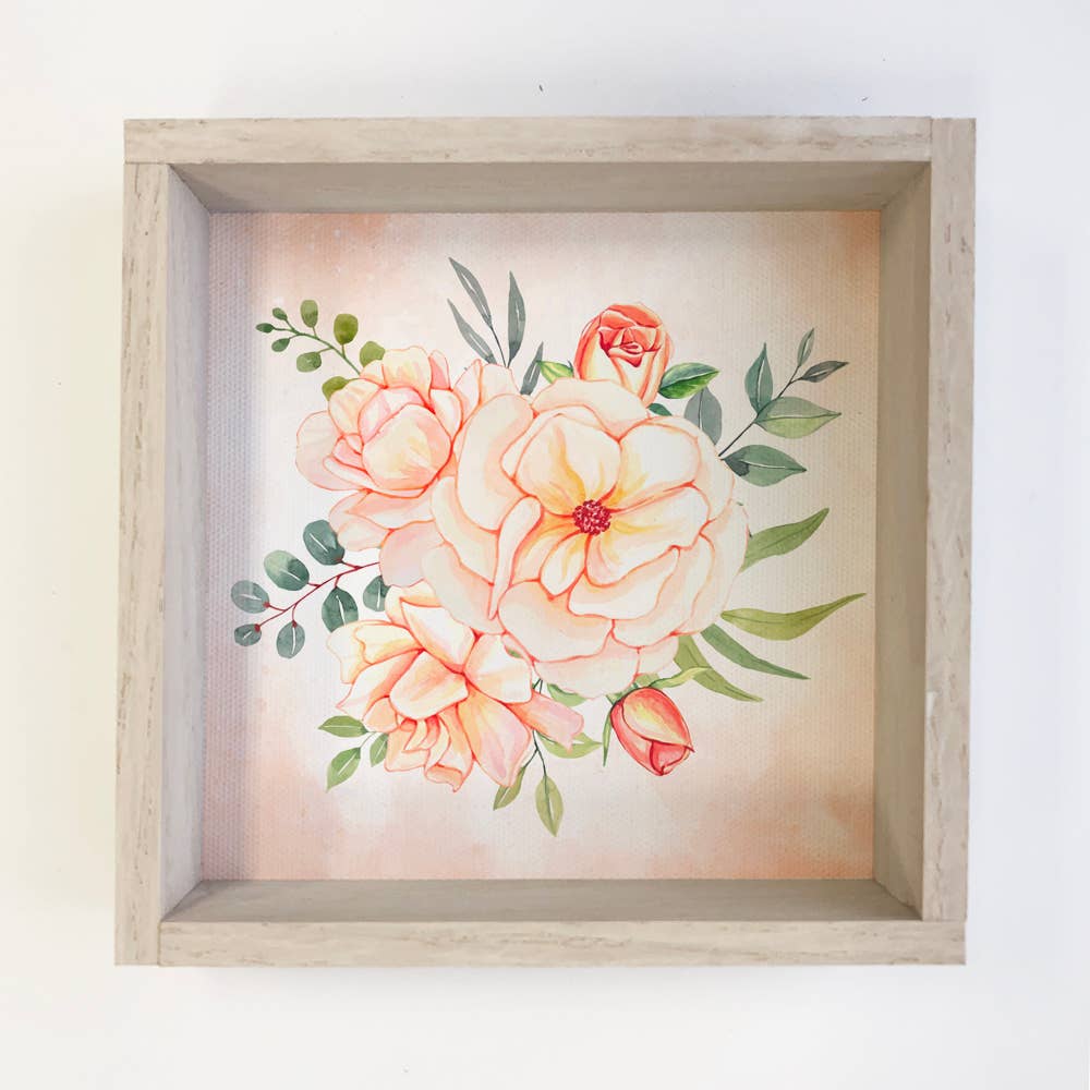 Peach Flower Bouquet - Spring Flower Painting - Flower Art