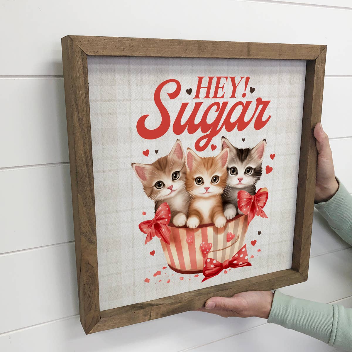 Vintage Valentines Hey Sugar Cats - Valentines Day Canvas