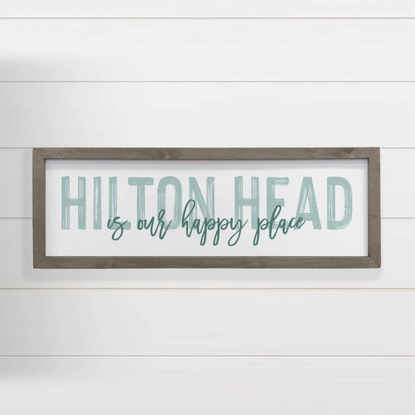 Custom Painted City Name - Happy Place Word Sign - Frame Art