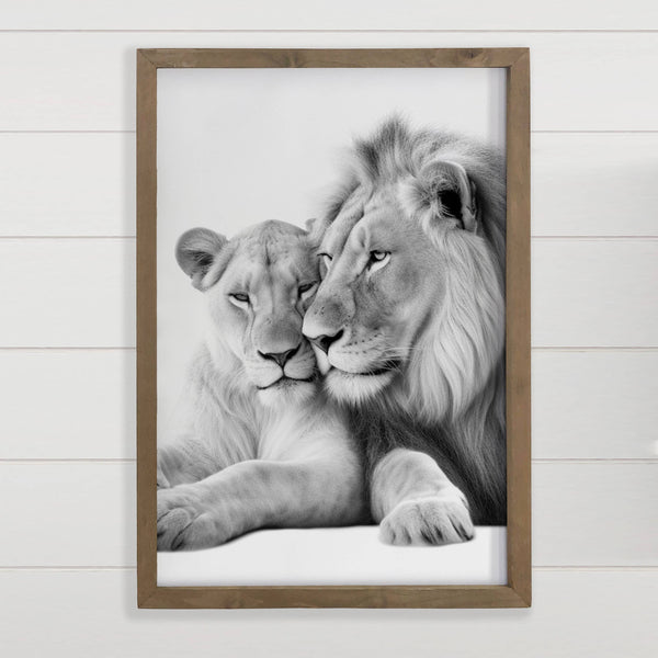 Lion and Lioness - Wildlife Photography Canvas Art - Framed