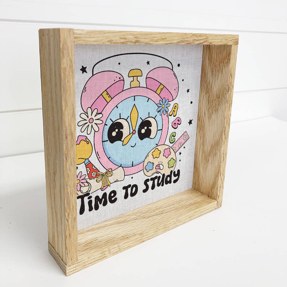 Back to School Time to Study - School Word Art - Wood Framed