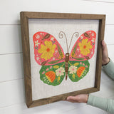 Folksy Whimsical Butterfly - Butterfly Canvas Art - Framed