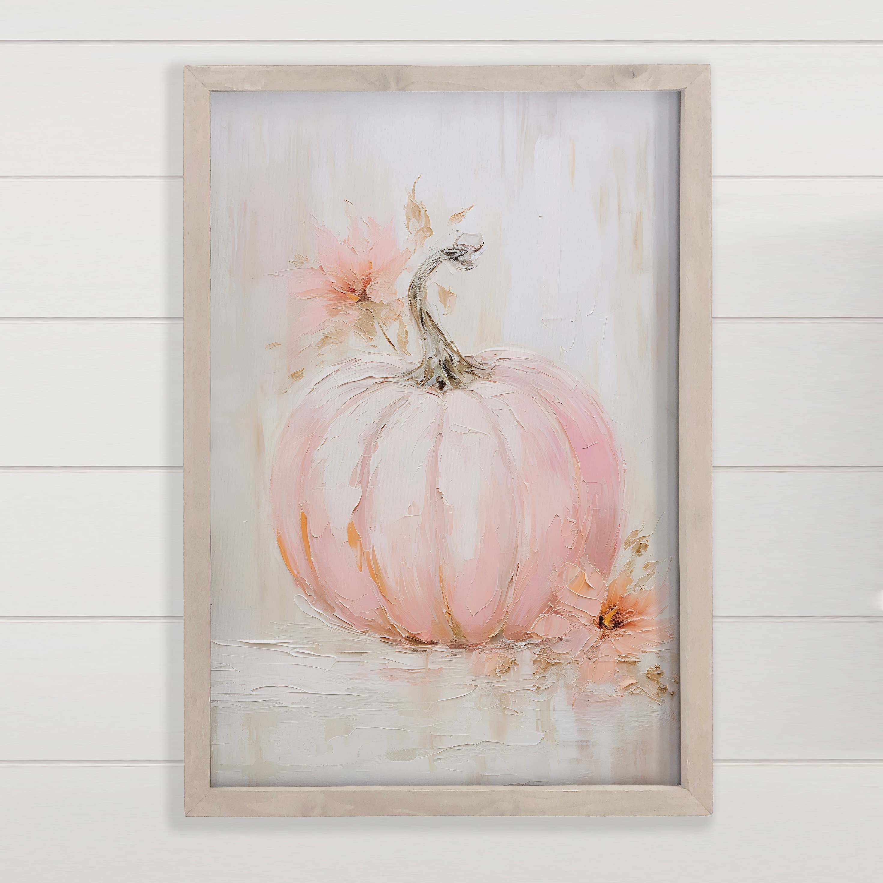 Pink Pumpkin - Nature Canvas Art - Wood Framed Fall Decor