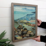 Birds on Rocky Shore - Framed Nature Wall Art - Lake House