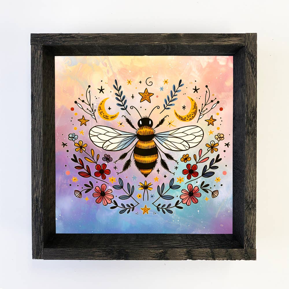 Celestial Honey Bee - Honey Bee Canvas Art - Wood Framed Art