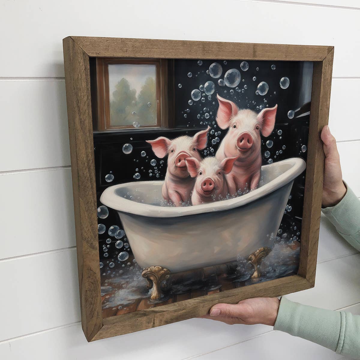 Three little Piggies in Bubble Bath - Cute Animal Wall Art