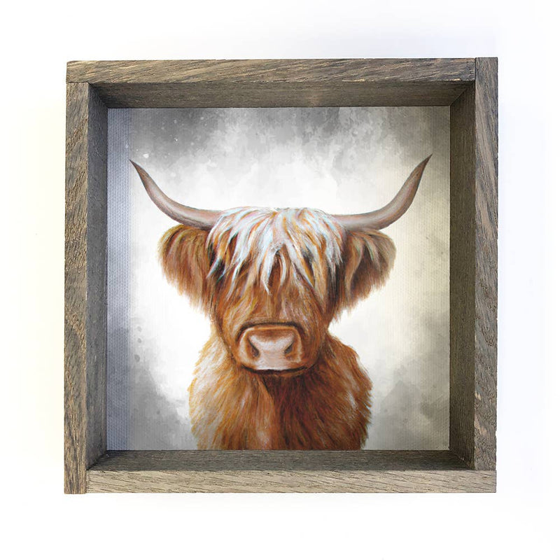 Framed Cow Painting - Highland Cow Painting