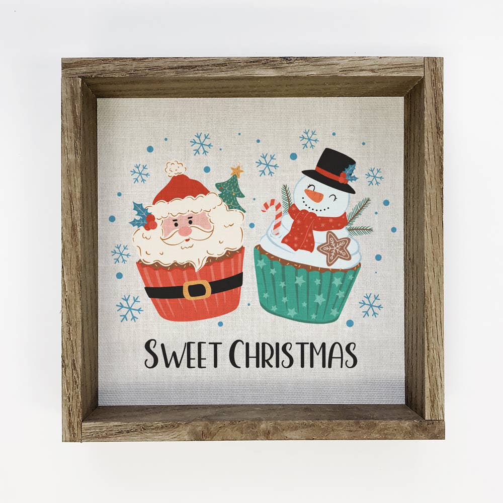 Sweet Christmas Cupcakes - Christmas Canvas Art - Wood Frame