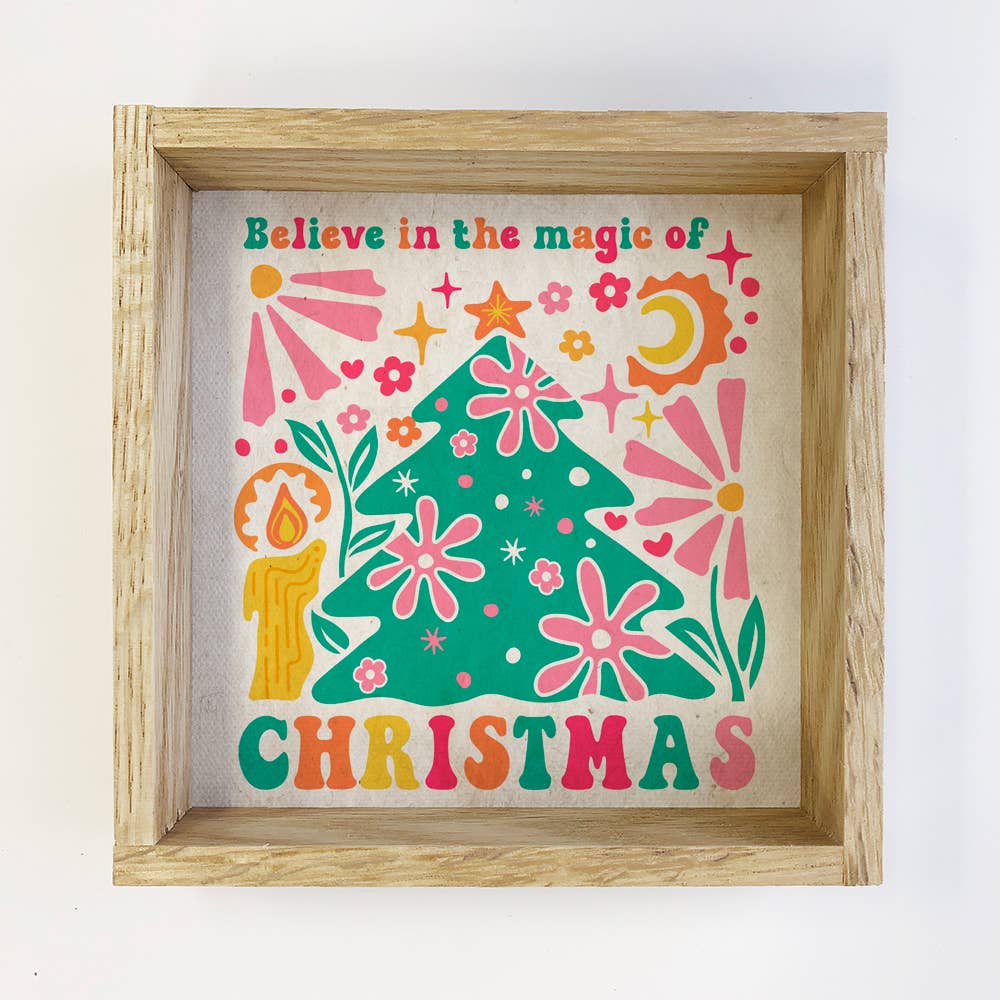 Retro Believe in the Magic of Christmas - Christmas Canvas