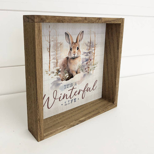 Winterful Life Bunny - Cute Framed Winter Canvas Art