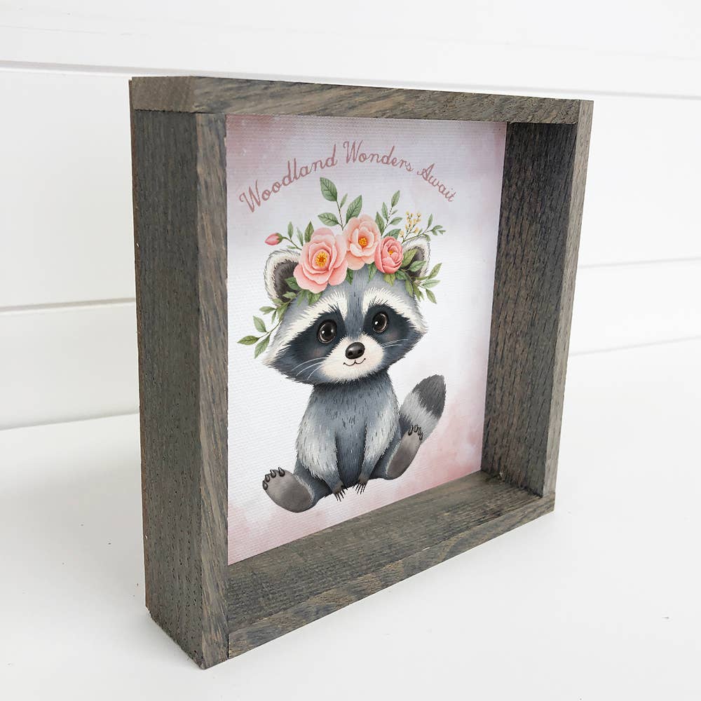 Woodland Wonders Await Raccoon - Cute Raccoon Canvas Art