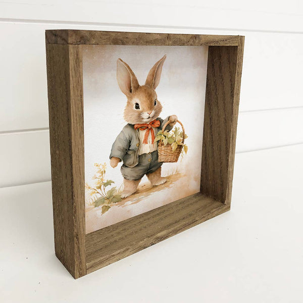 Woodland Cute Bunny - Cute Bunny Canvas Art - Wood Framed