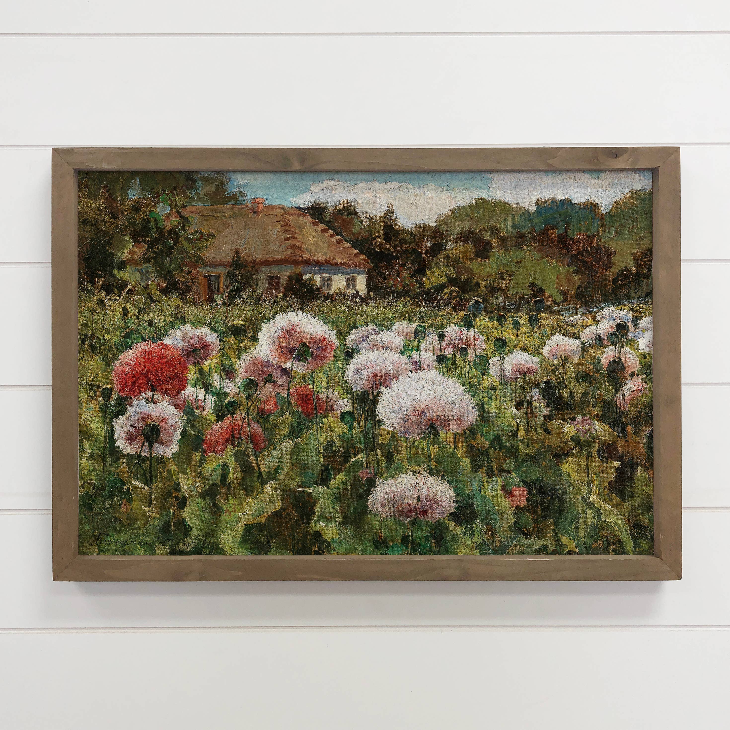 Poppies at the Cottage - Flower Canvas Art - Wood Framed Art