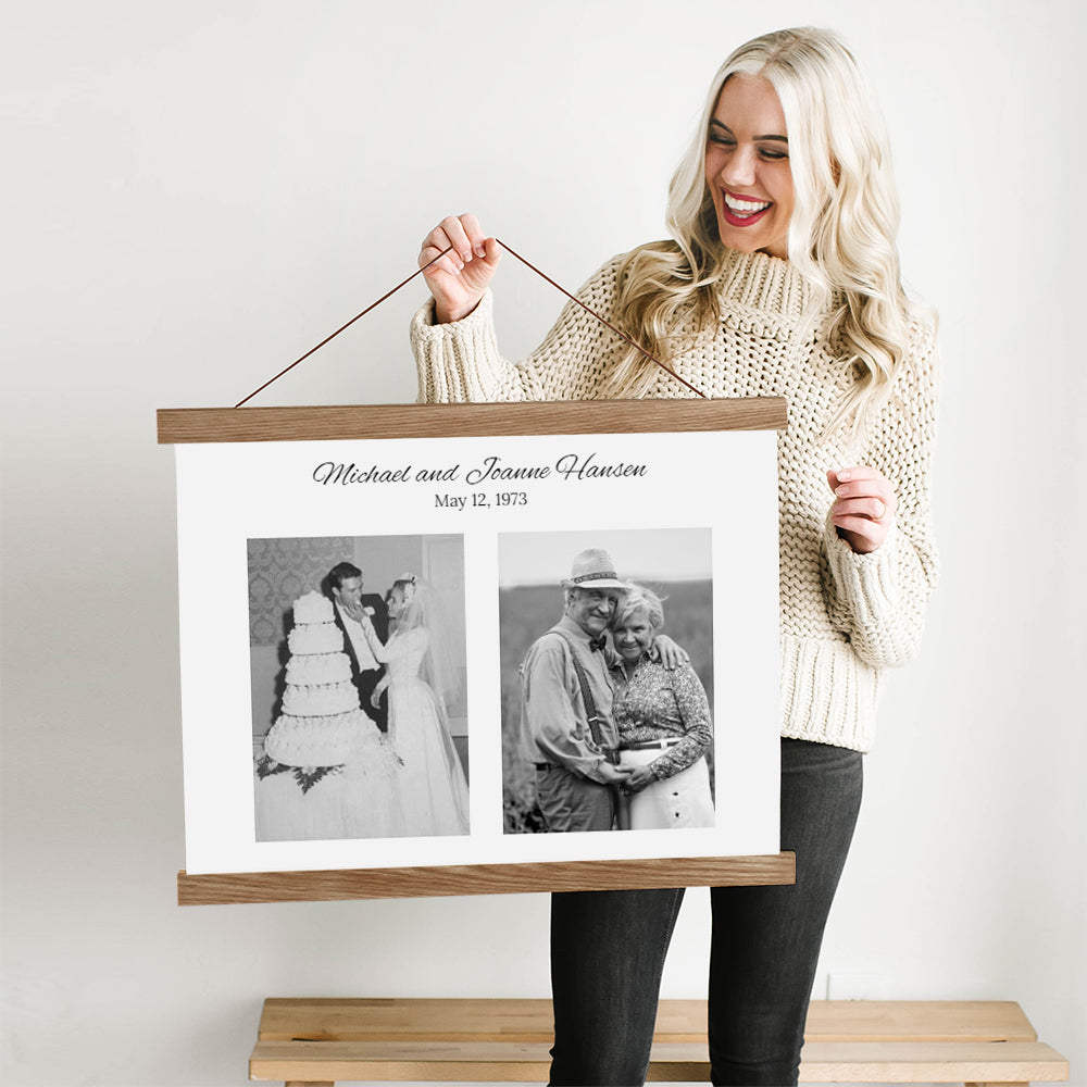 50th Anniversary Photo Gift Idea - Hanging Canvas with Wood Frame