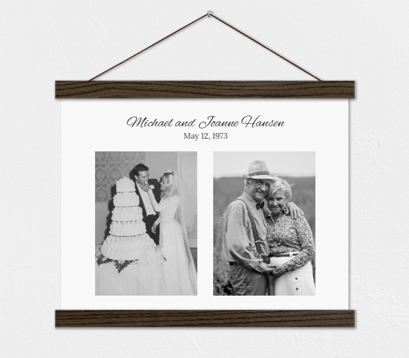 50th Anniversary Photo Gift Idea - Hanging Canvas with Wood Frame