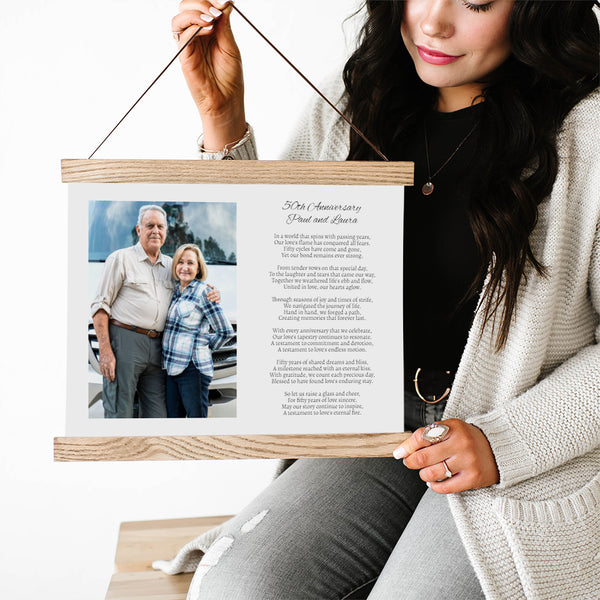 50th Anniversary Gift - Poem and Photo Canvas with Wood Frame