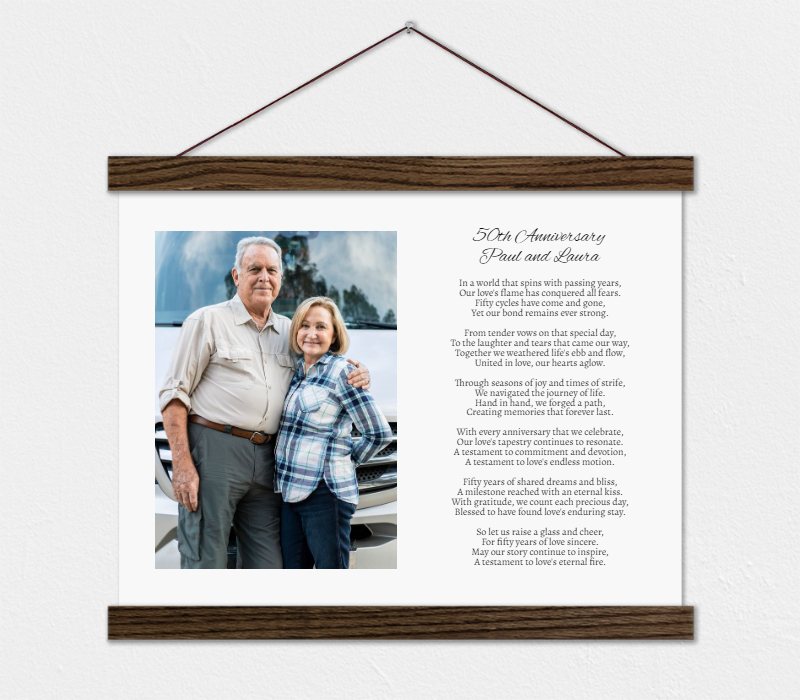 50th Anniversary Gift - Poem and Photo Canvas with Wood Frame