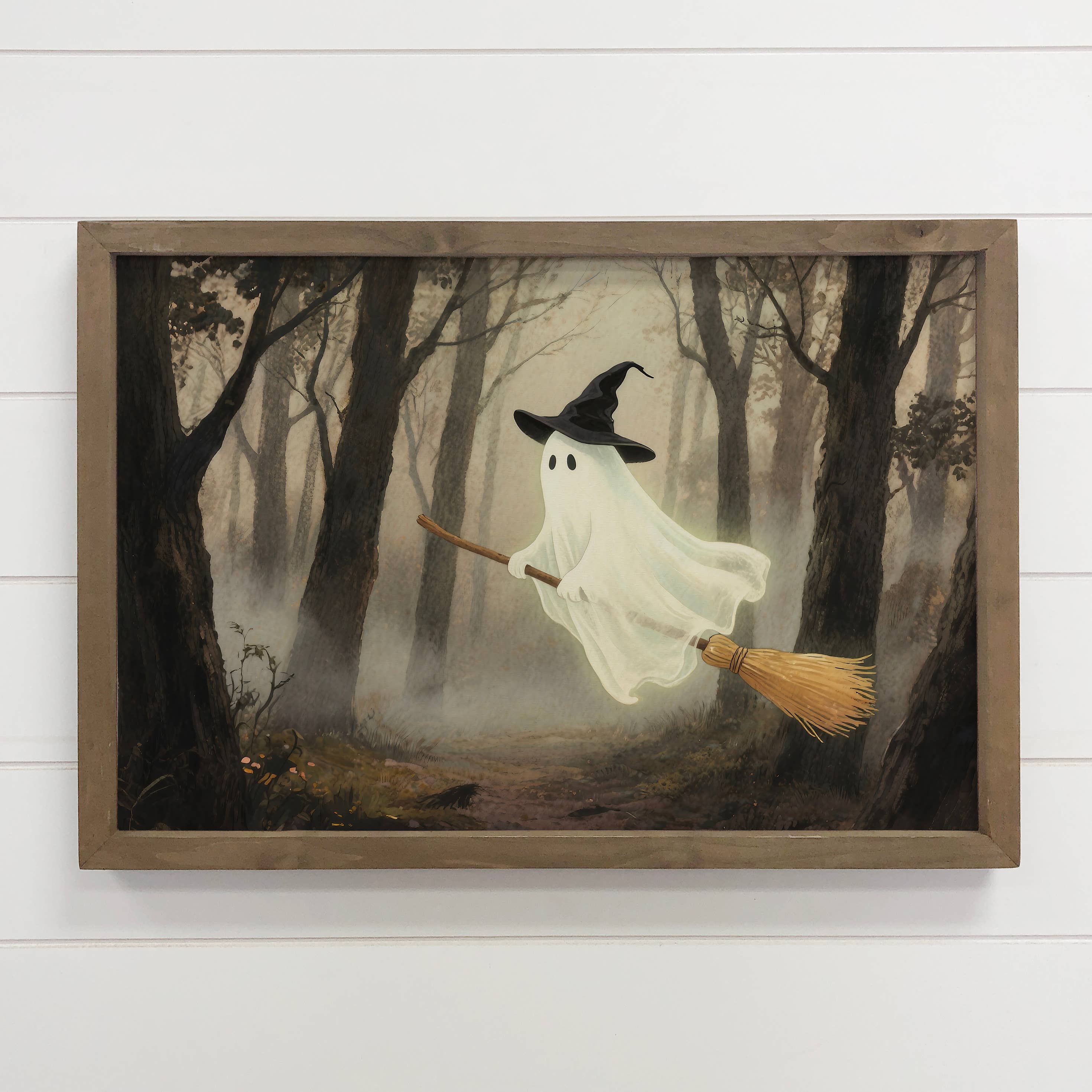 Ghost Witch in the Forest - Cute Halloween Canvas Art