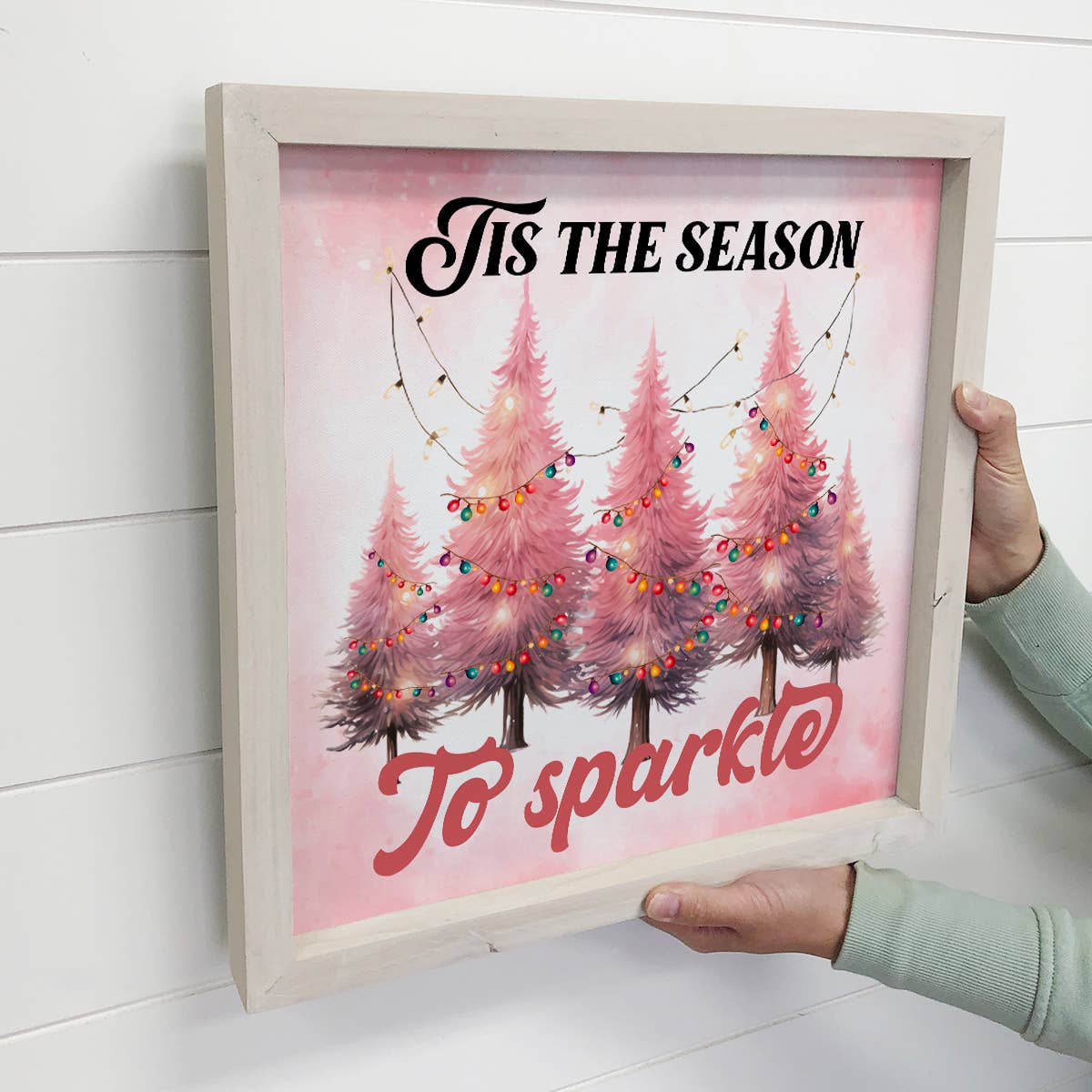 Pink Tis the Season to Sparkle - Cute Holiday Canvas Art