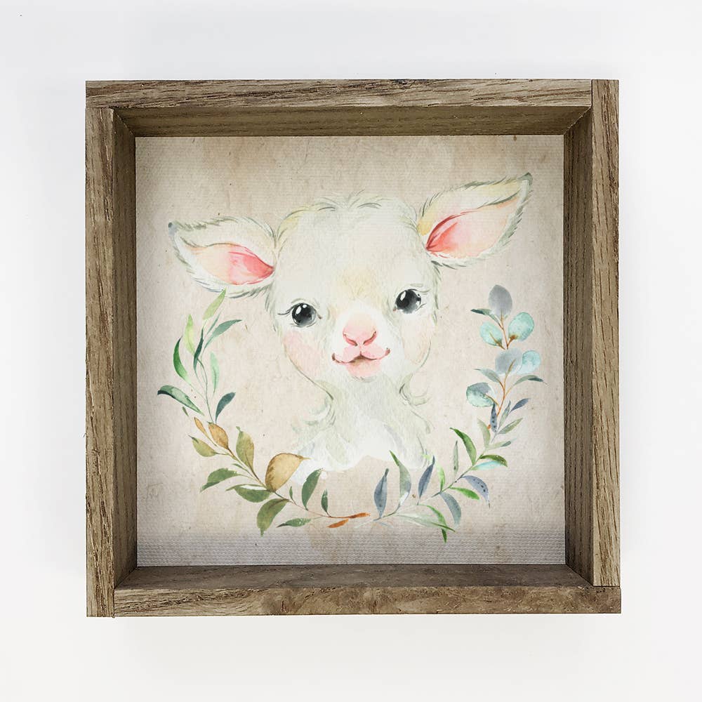 Baby Watercolor Sheep Nursery Small Shelf Decor