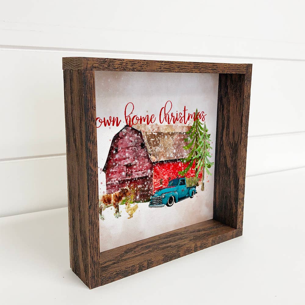 Downhome Christmas Barn Small Holiday Canvas Sign