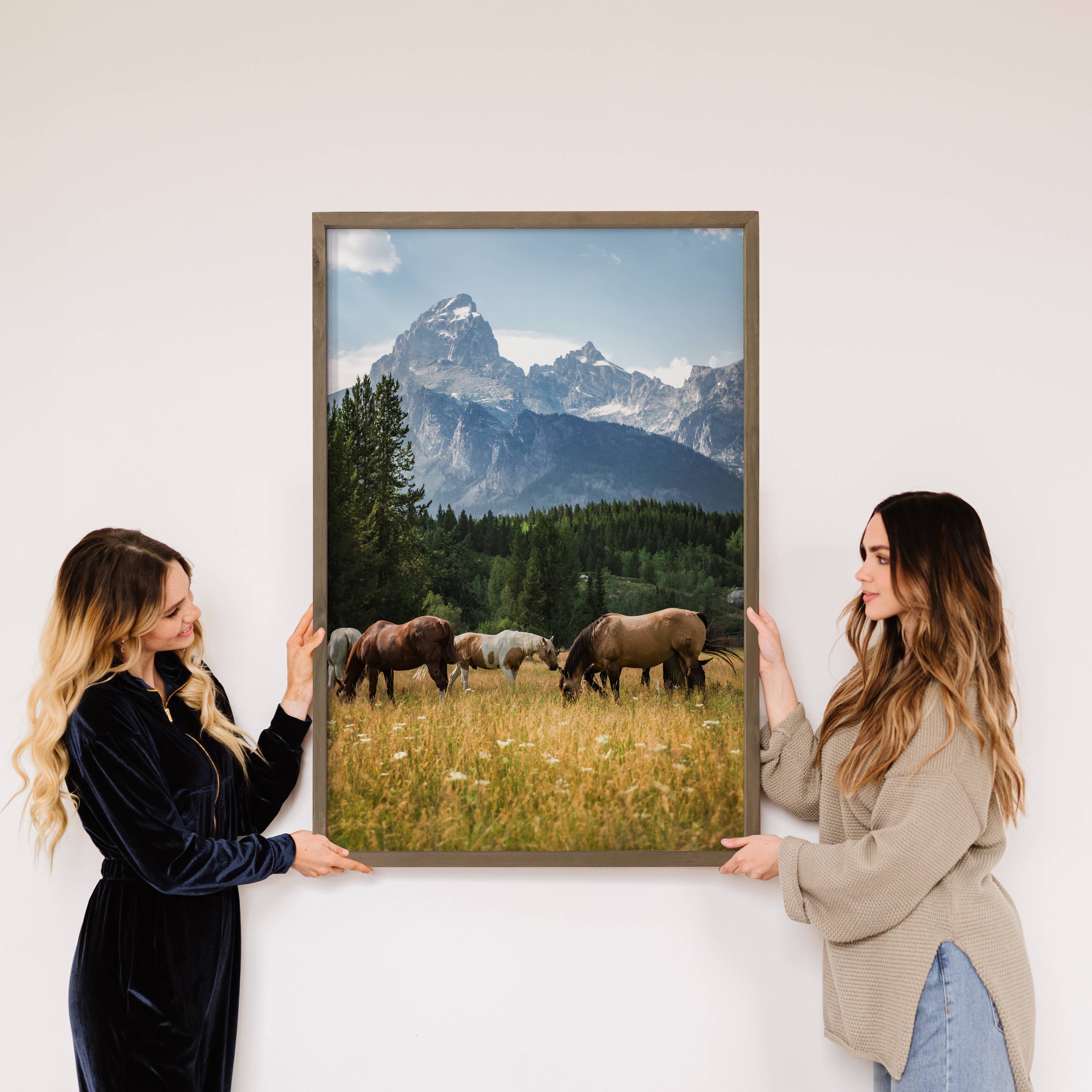 Horses at Tetons - Wildlife Photography - Wood Framed Decor