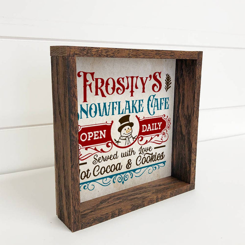 Frosty's Snowflake Cafe Canvas Wall Art Wood Frame Sign