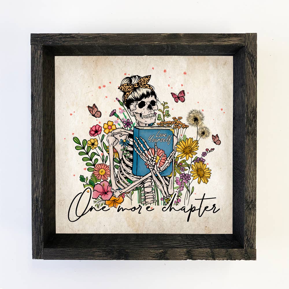 One More Chapter Reading Skeleton - Cute Spring Skeleton