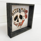 Bite Me Skeleton Apple - Cute Halloween Wall Art - Halloween