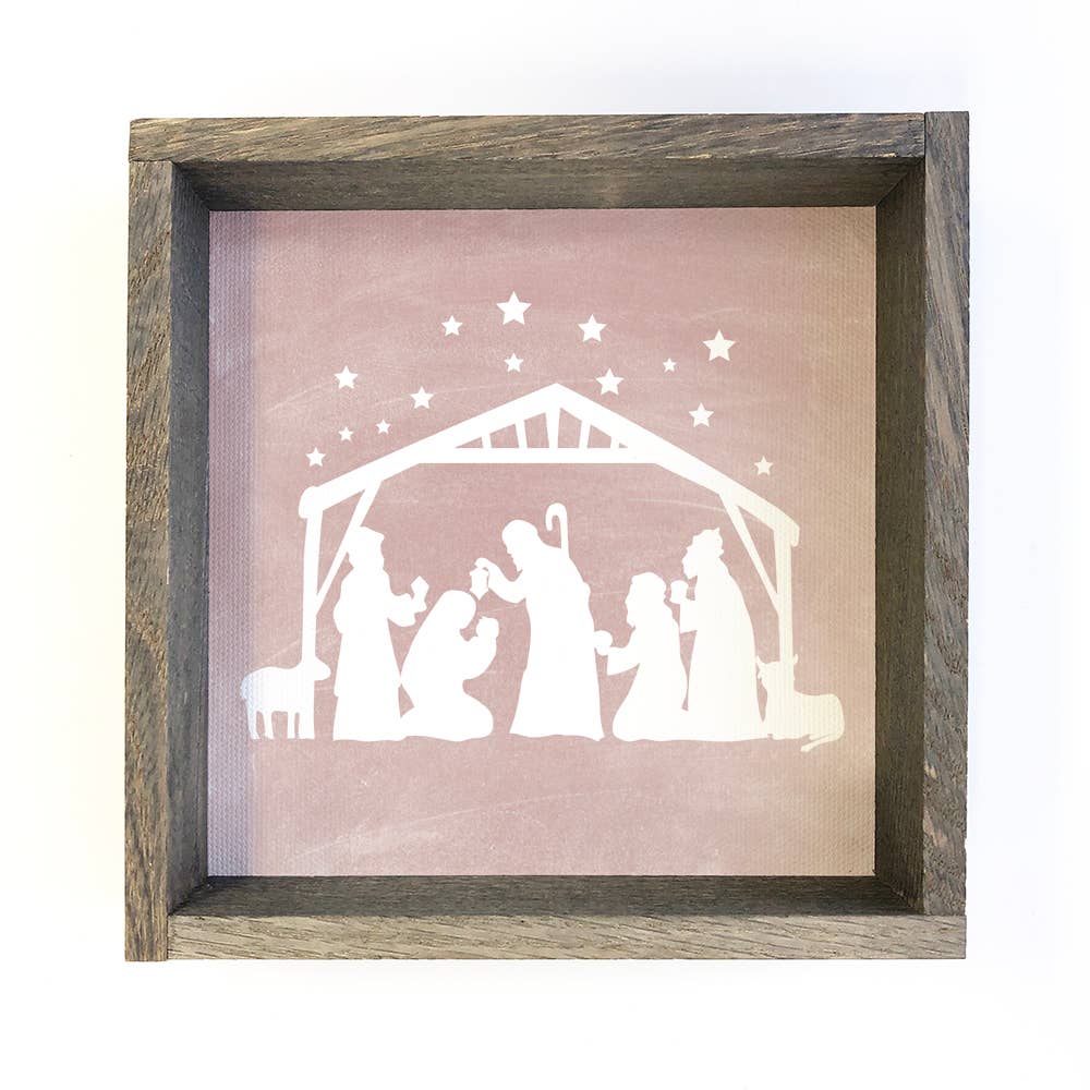 Nativity Pink Canvas Wall Art Small Christmas Small Decor