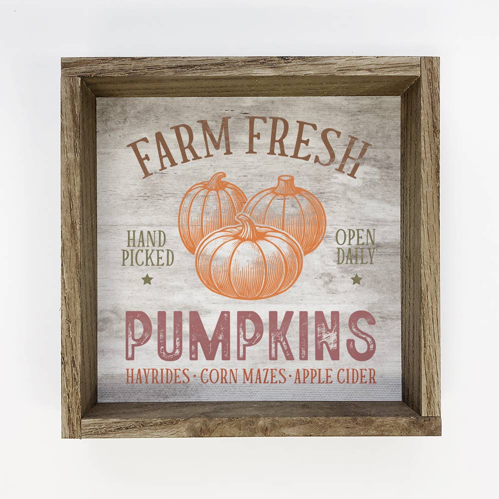 Farm Fresh Pumpkin Hand Picked - Fall Canvas Word Art Decor