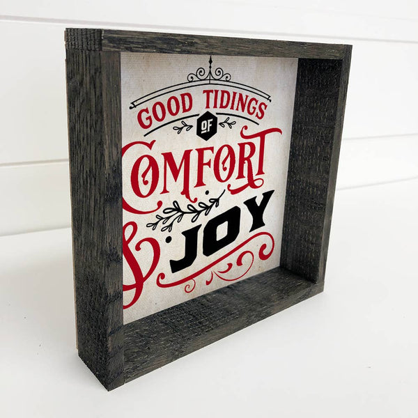 Good Tidings of Comfort & Joy Black & Red - Framed Word Sign