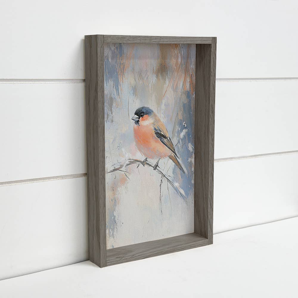 Winter Chickadee - Bird Canvas Art - Wood Framed Wall Art