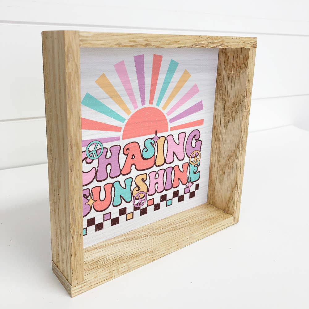 Retro Chasing Sunshine - Summer Canvas Art - Wood Framed Art