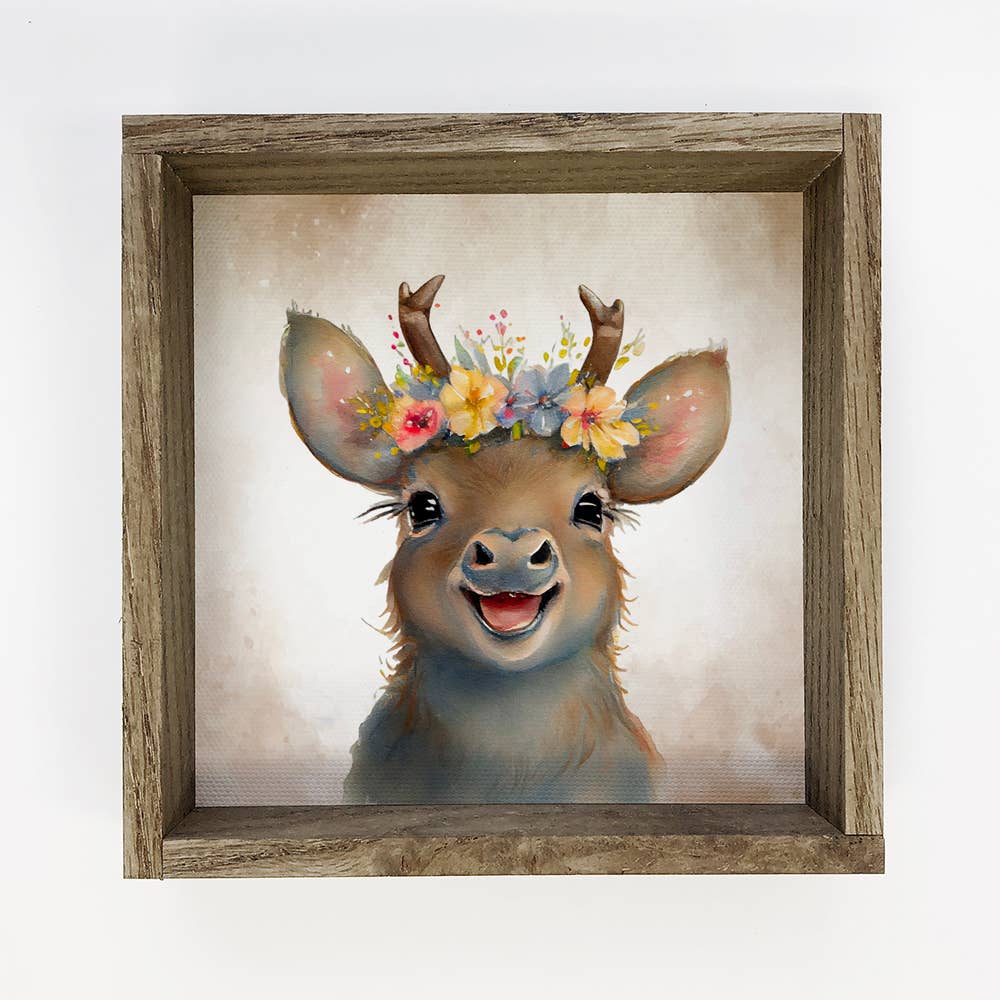 Cute Flower Reindeer -  Baby Reindeer with Flower Crown