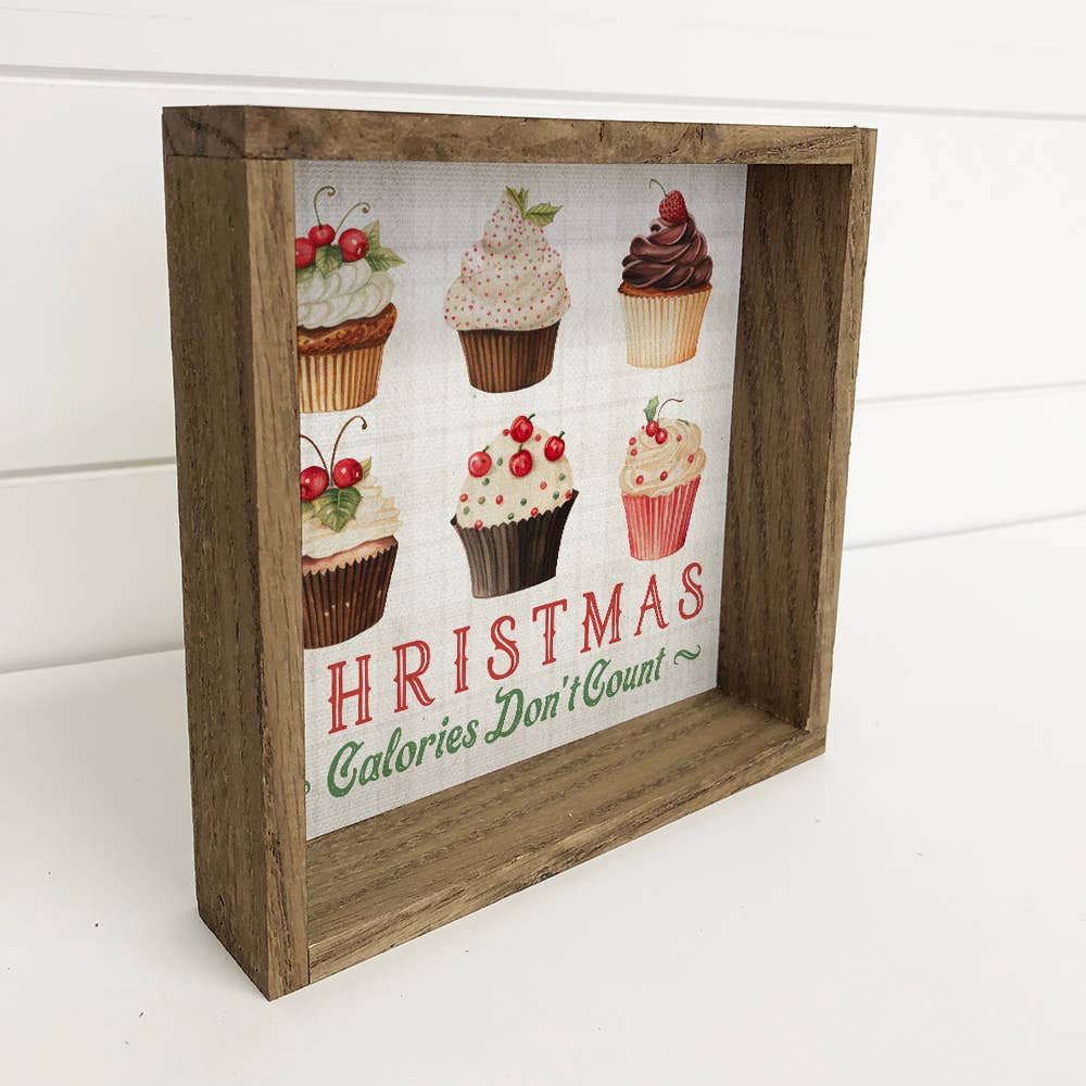 Vintage Christmas Calories Cupcakes - Holiday Canvas Art