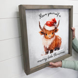 Merry Little Christmas Highland Cow - Animal Holiday Art