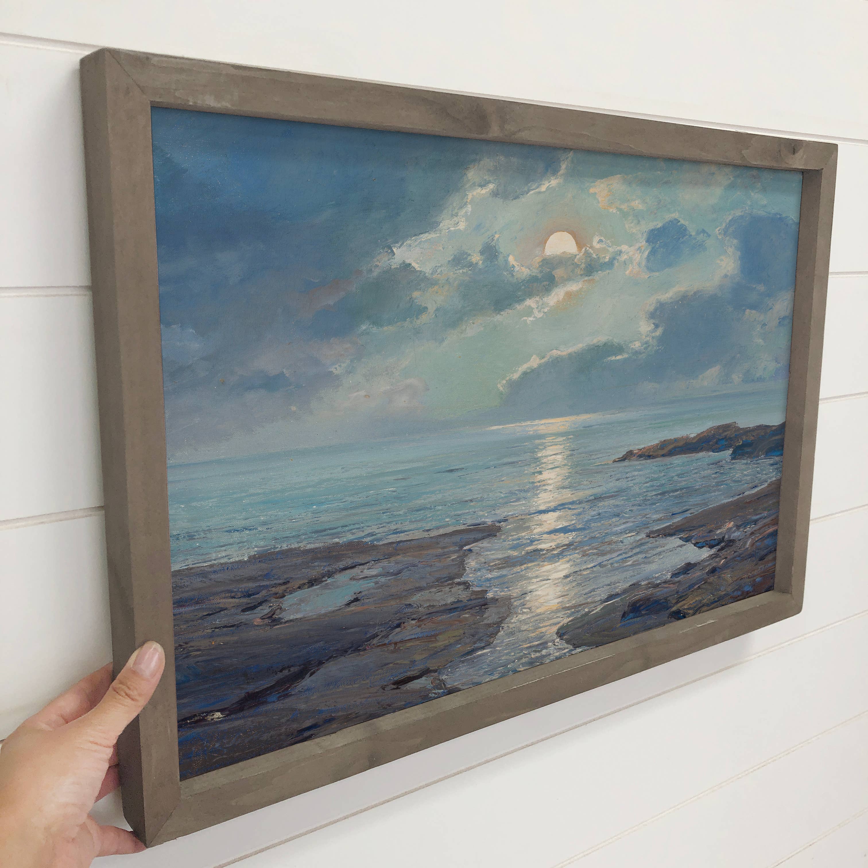 Rising Moon Tide - Nature Landscape Canvas Art - Framed Art