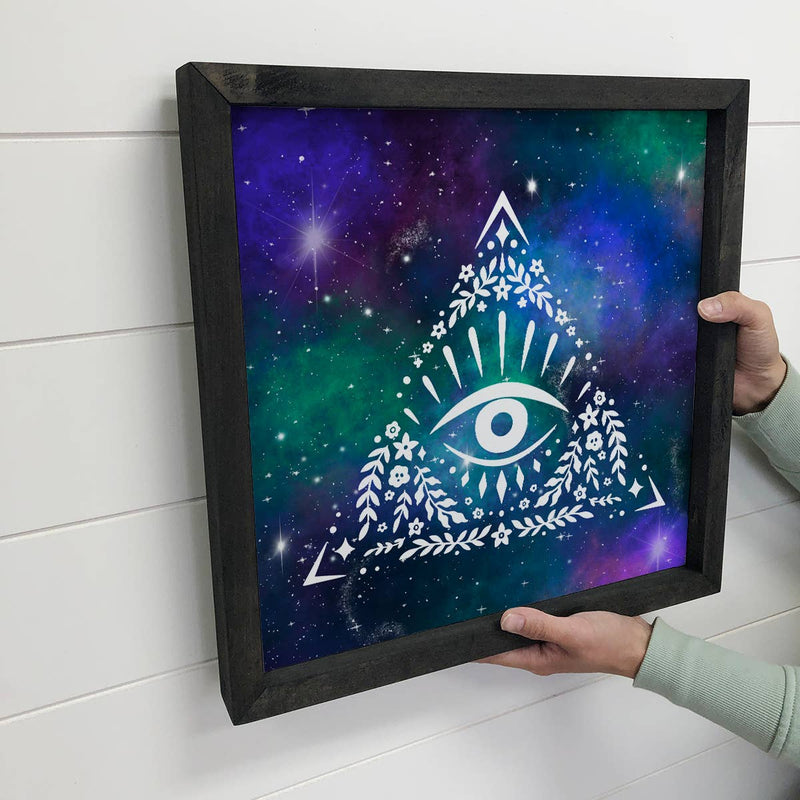 Mystical Third Eye Canvas Wall Art Wood Frame Sign