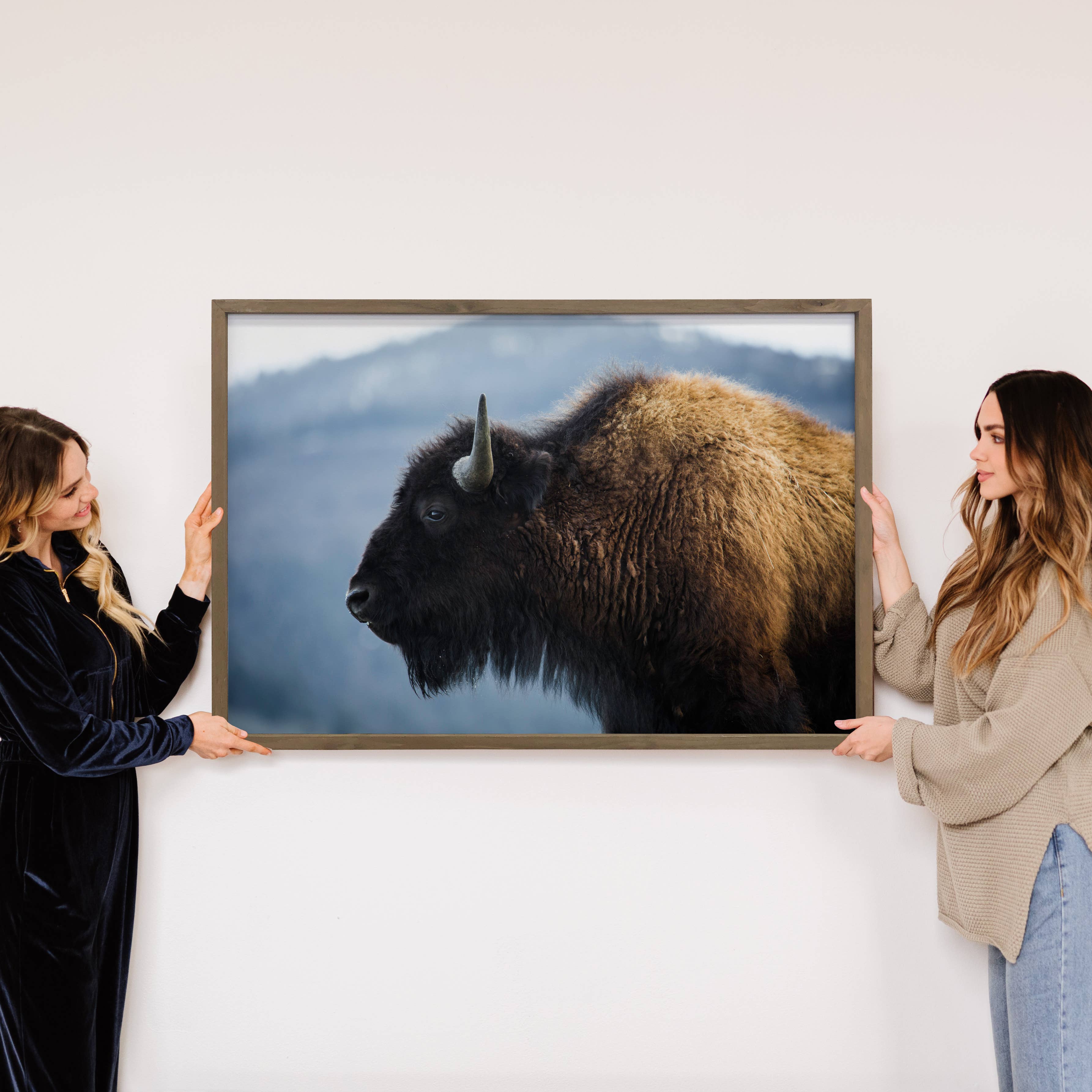 Bison Profile - Framed Nature Photograph - Cabin Wall Decor