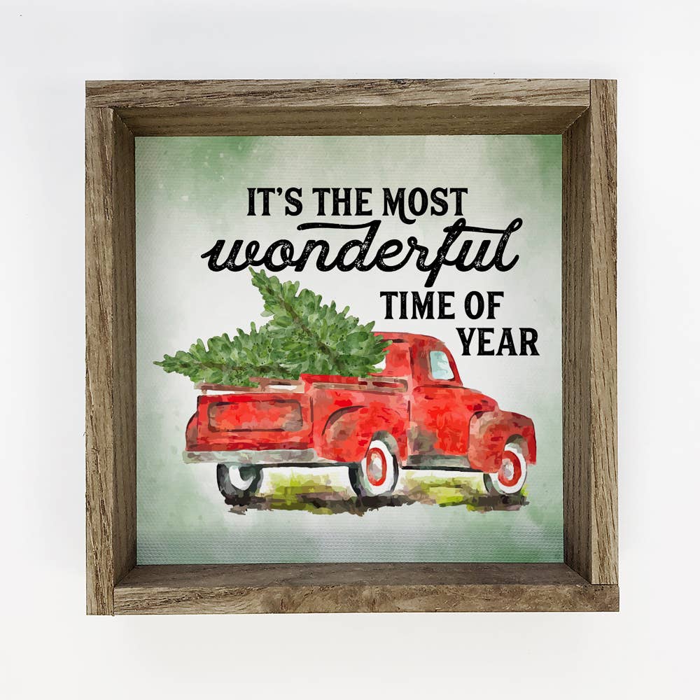 Most Wonderful Time of the Year Truck - Framed Holiday Sign