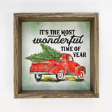 Most Wonderful Time of the Year Truck - Framed Holiday Sign