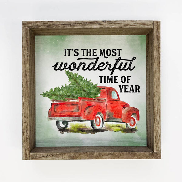 Most Wonderful Time of the Year Truck - Framed Holiday Sign