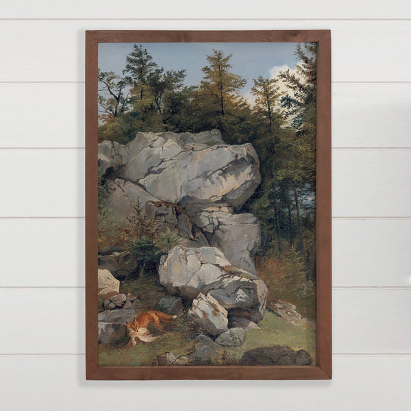 Hunting Fox in the Woods - Fox Canvas Art - Wood Framed Art