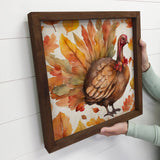 Fall Farm Animal Turkey - Wood Framed Cute Animal Canvas Art